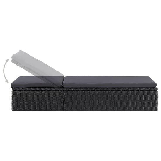 Ligbed poly rattan zwart en donkergrijs MeubelReus