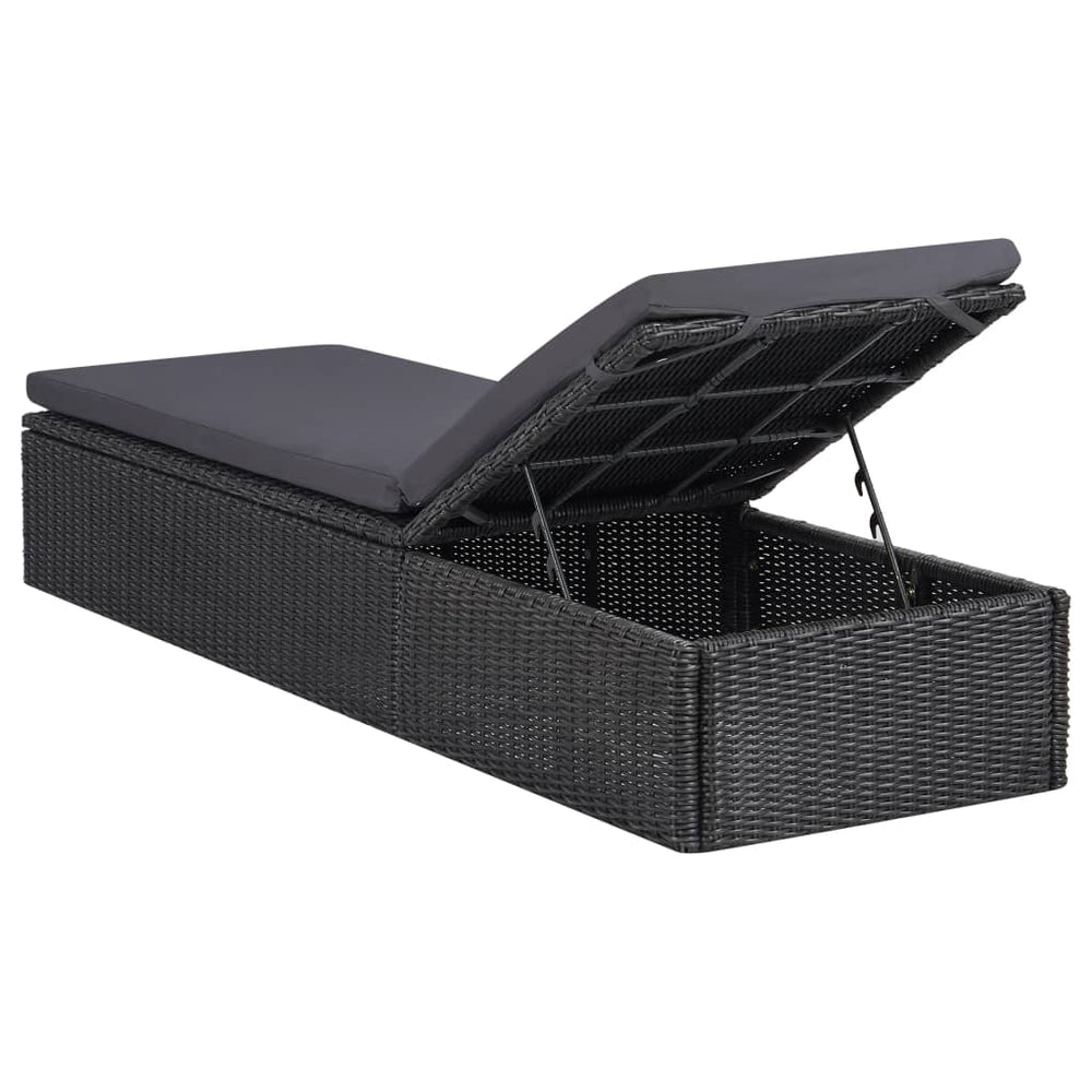 Ligbed poly rattan zwart en donkergrijs MeubelReus