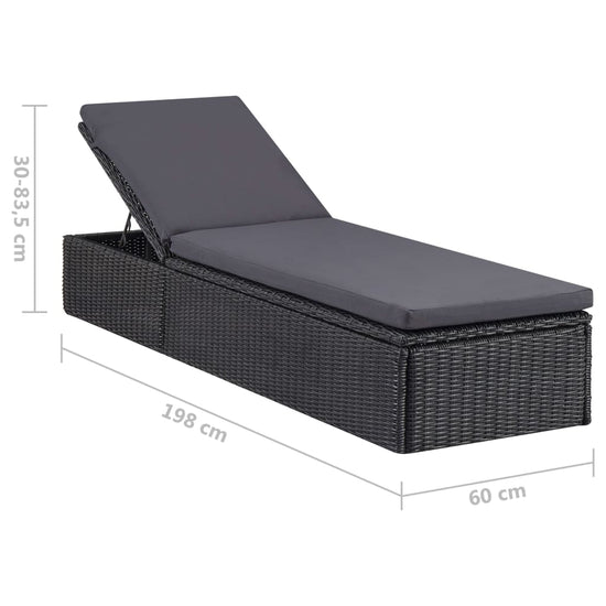 Ligbed poly rattan zwart en donkergrijs MeubelReus