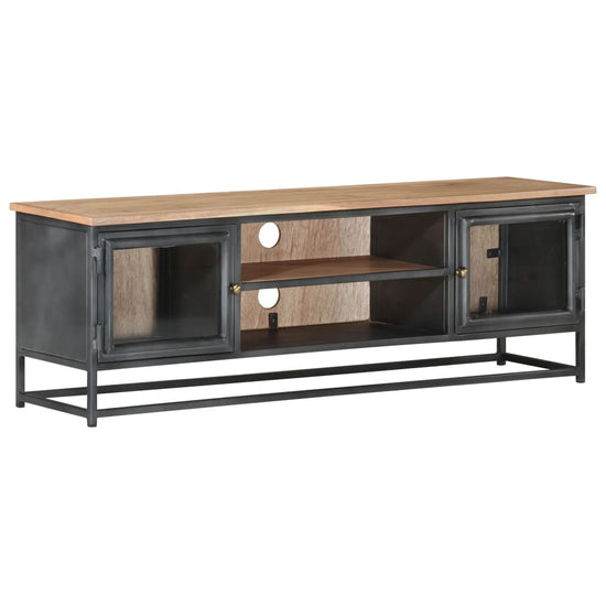 Tv-meubel 120x30x40 cm massief acaciahout en staal grijs MeubelReus
