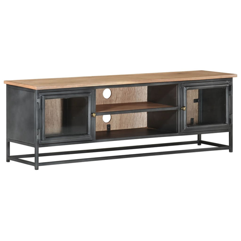 Tv-meubel 120x30x40 cm massief acaciahout en staal grijs MeubelReus