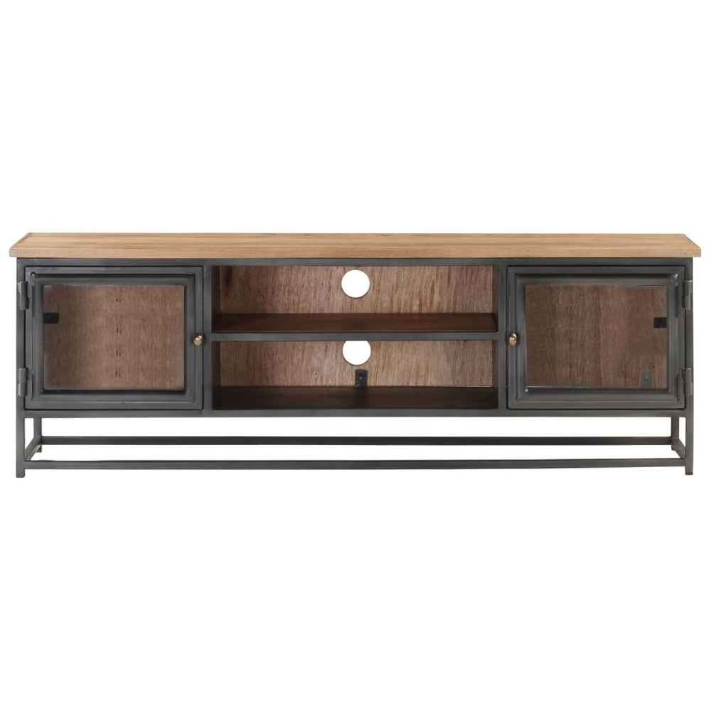 Tv-meubel 120x30x40 cm massief acaciahout en staal grijs MeubelReus