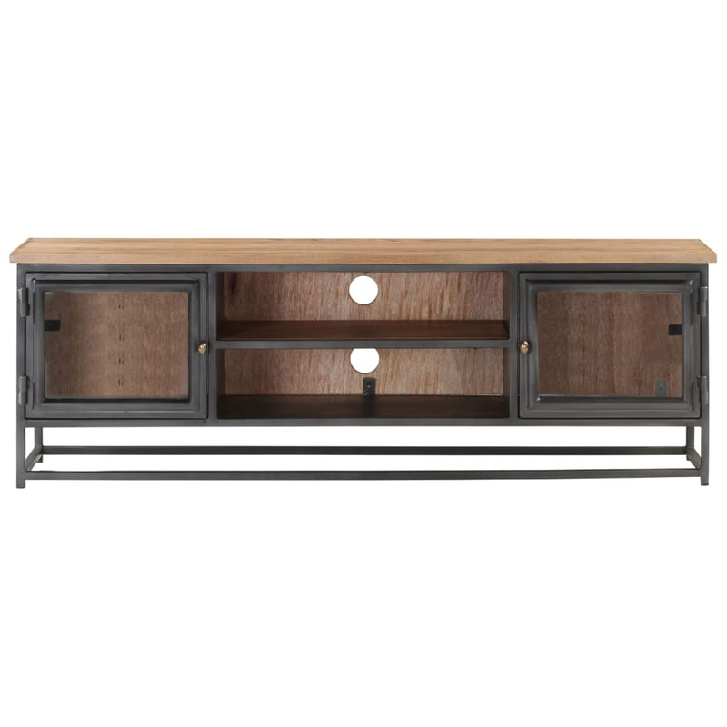 Tv-meubel 120x30x40 cm massief acaciahout en staal grijs MeubelReus