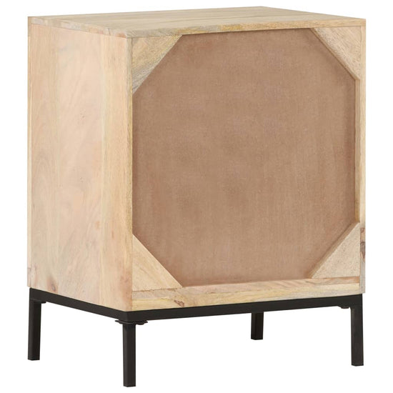 Nachtkastje 40x30x50 cm massief mangohout en natuurlijk riet MeubelReus