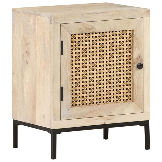 Nachtkastje 40x30x50 cm massief mangohout en natuurlijk riet MeubelReus