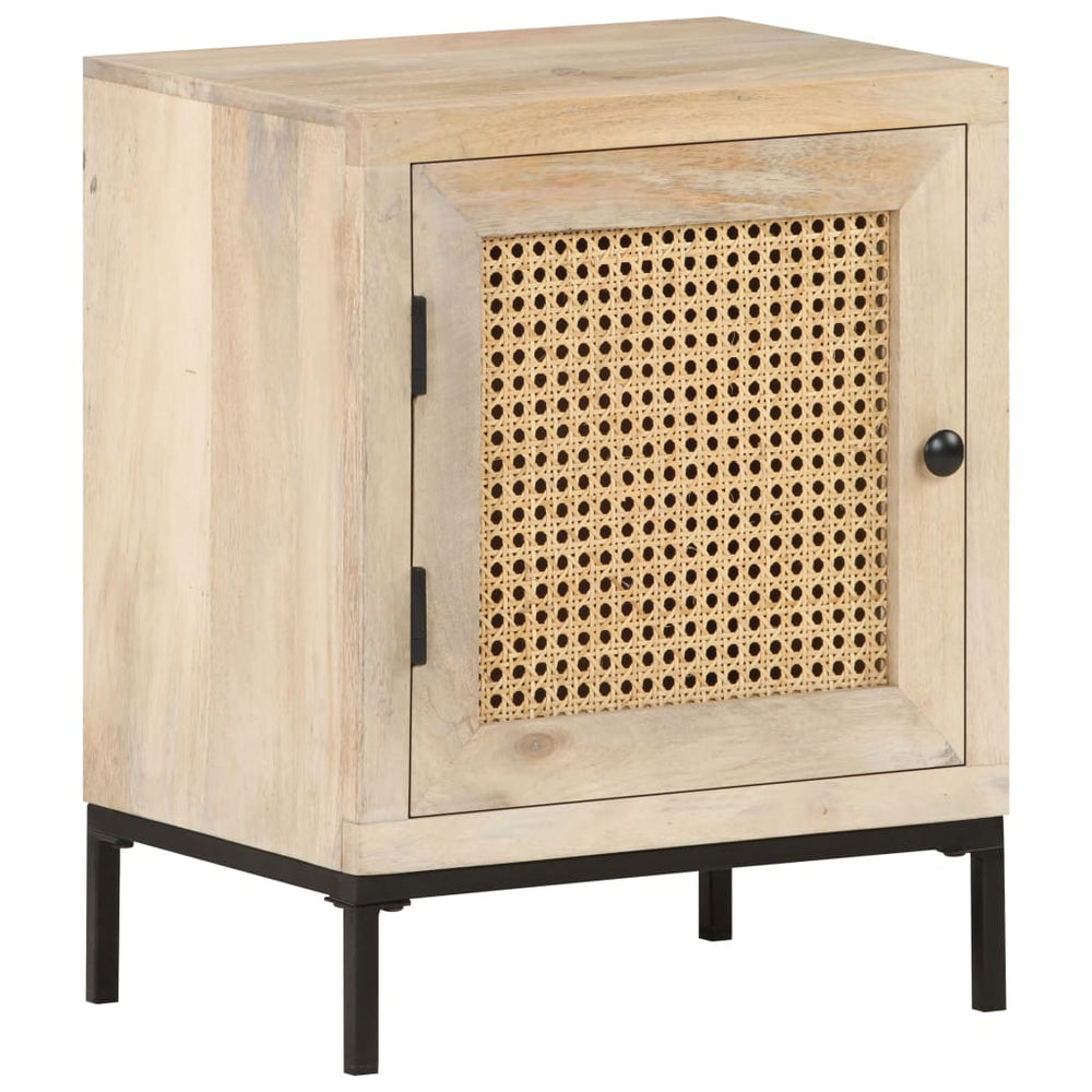 Nachtkastje 40x30x50 cm massief mangohout en natuurlijk riet MeubelReus