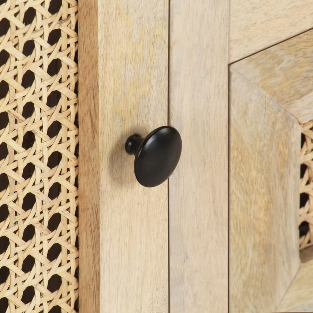 Tv-meubel 120x30x40 cm massief mangohout en natuurlijk riet MeubelReus
