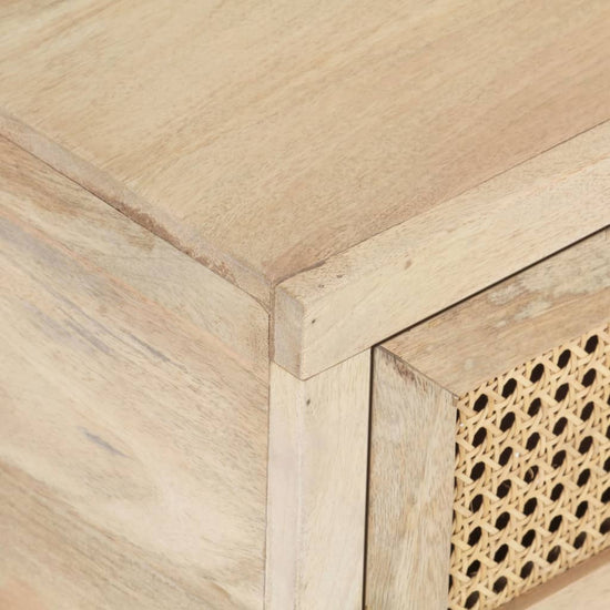 Salontafel 90x50x37 cm massief mangohout en natuurlijk riet MeubelReus
