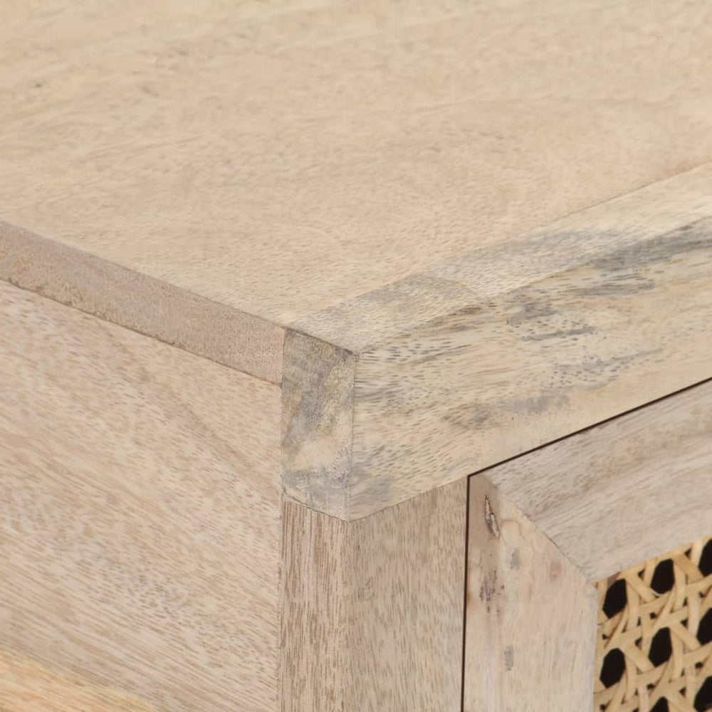 Wandtafel 100x35x76 cm massief mangohout en natuurlijk riet MeubelReus