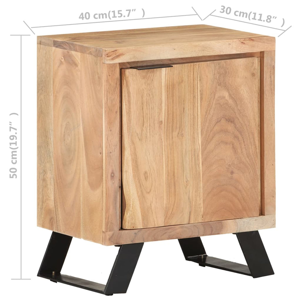 Nachtkastje met natuurlijke rand 40x30x50 cm massief acaciahout MeubelReus