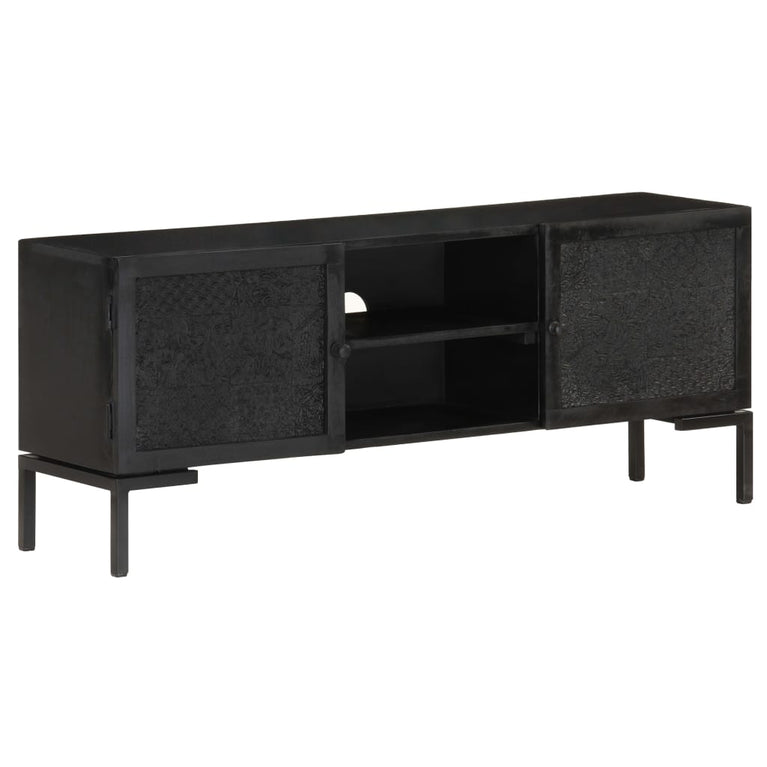Tv-meubel 115x30x46 cm massief mangohout zwart MeubelReus