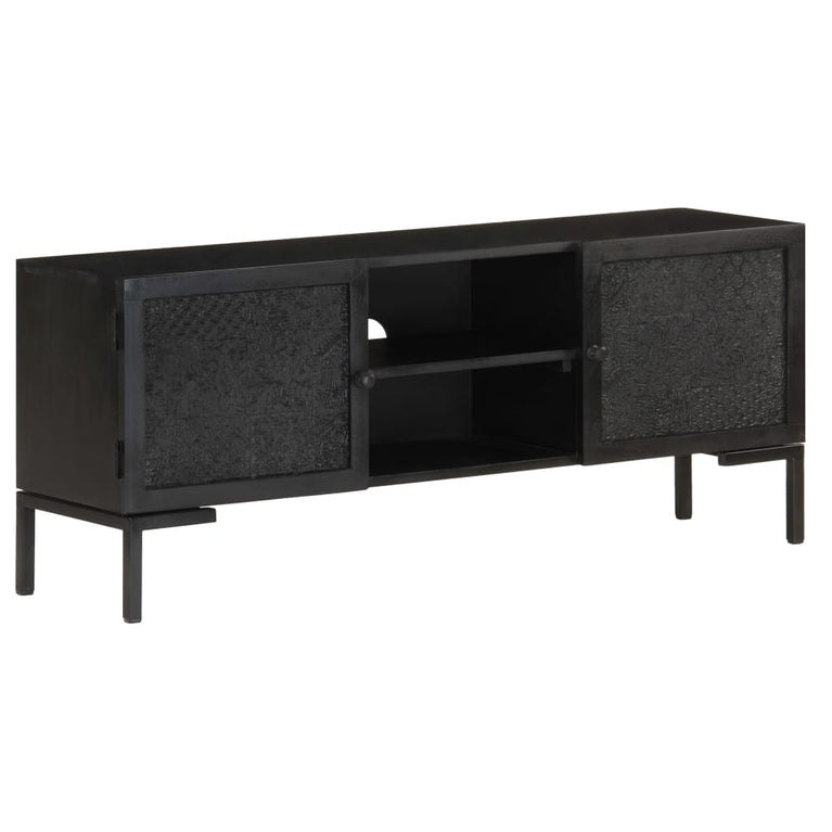 Tv-meubel 115x30x46 cm massief mangohout zwart MeubelReus
