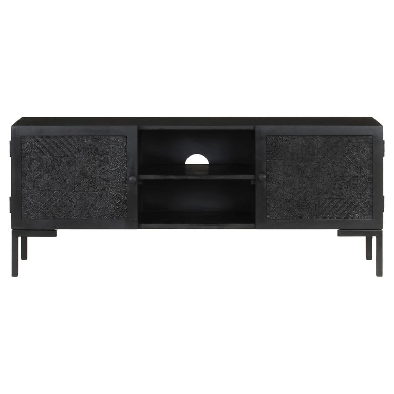 Tv-meubel 115x30x46 cm massief mangohout zwart MeubelReus