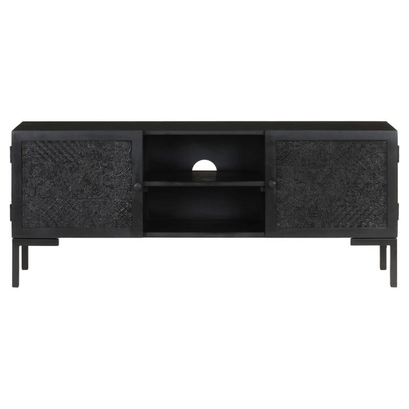 Tv-meubel 115x30x46 cm massief mangohout zwart MeubelReus
