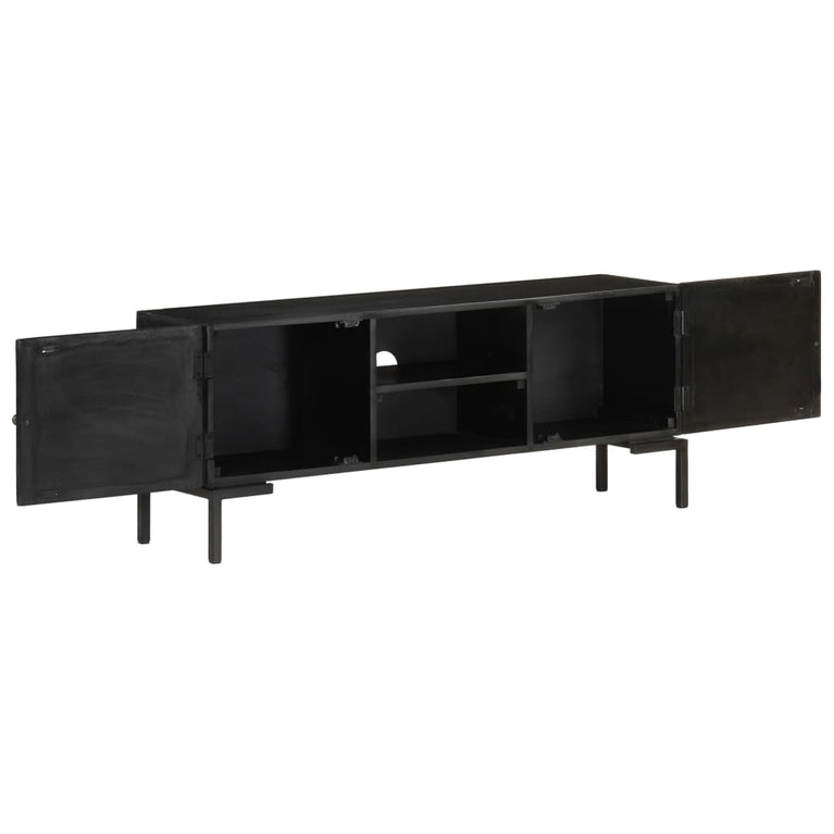 Tv-meubel 115x30x46 cm massief mangohout zwart MeubelReus