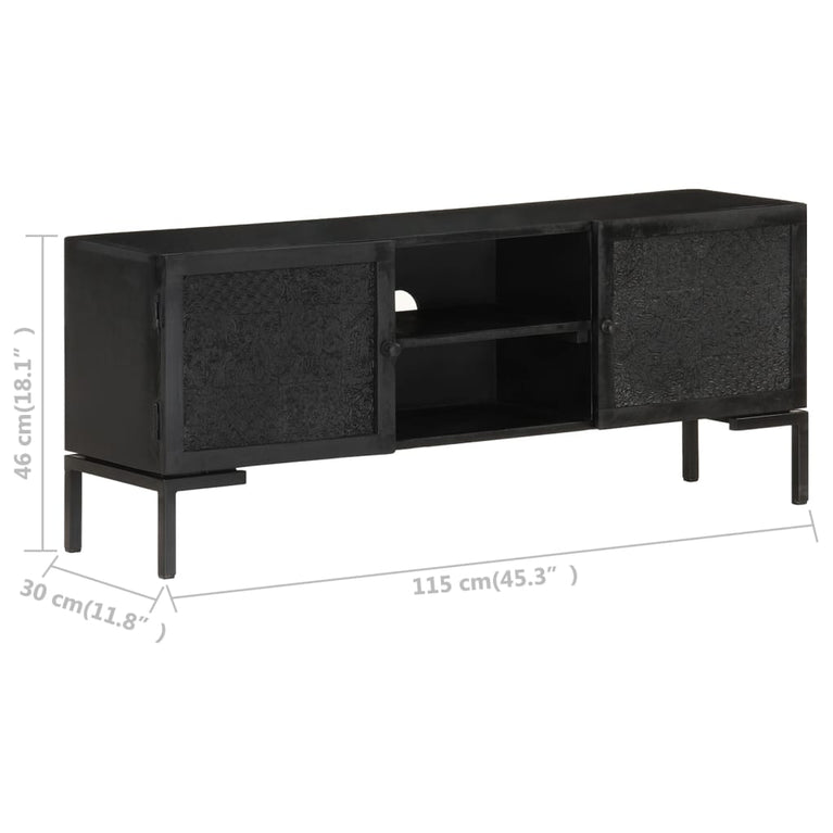 Tv-meubel 115x30x46 cm massief mangohout zwart MeubelReus