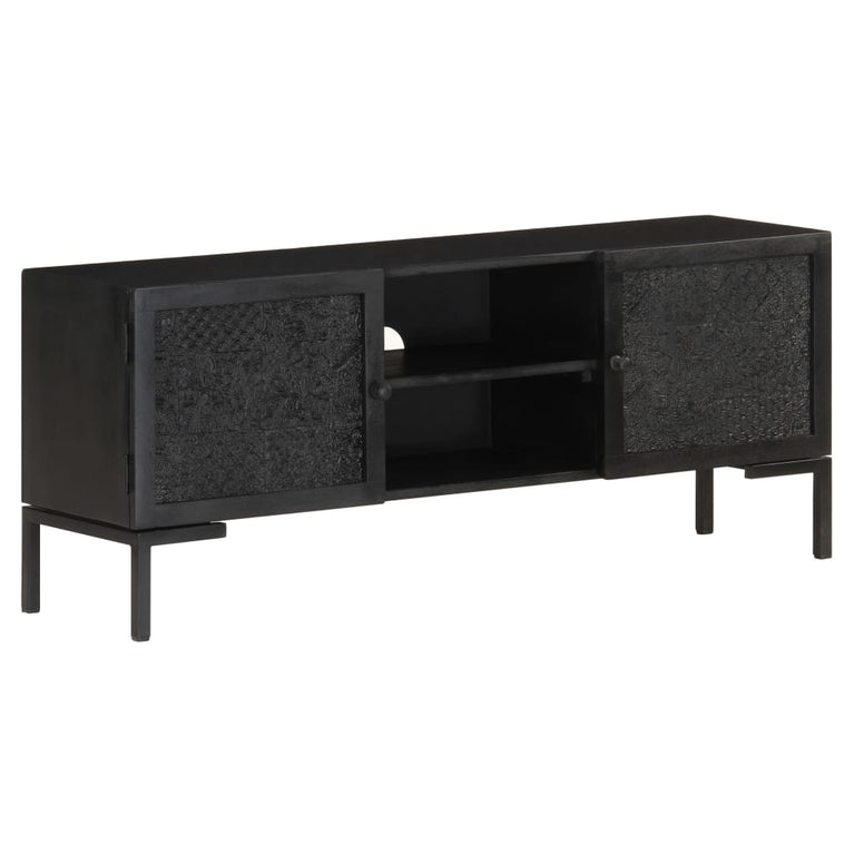 Tv-meubel 115x30x46 cm massief mangohout zwart MeubelReus