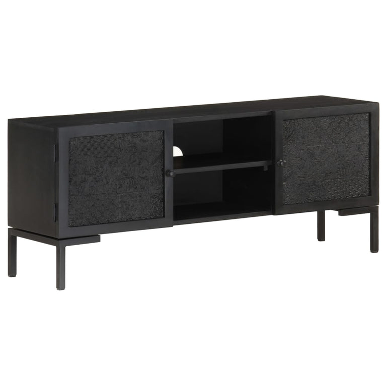Tv-meubel 115x30x46 cm massief mangohout zwart MeubelReus