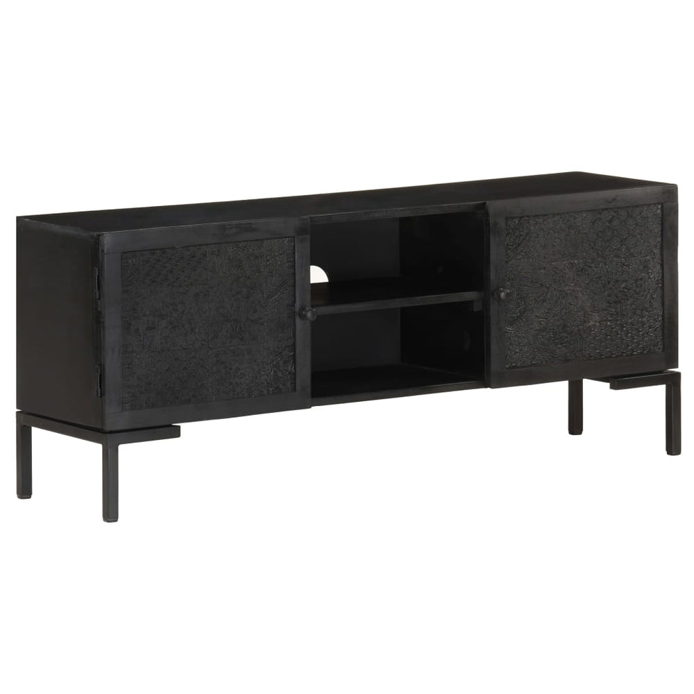 Tv-meubel 115x30x46 cm massief mangohout zwart MeubelReus