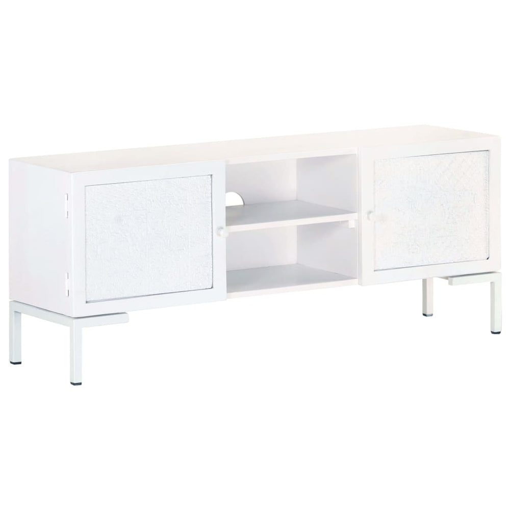 Tv-meubel 115x30x46 cm massief mangohout wit MeubelReus
