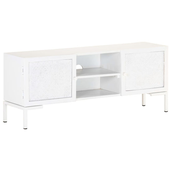 Tv-meubel 115x30x46 cm massief mangohout wit MeubelReus