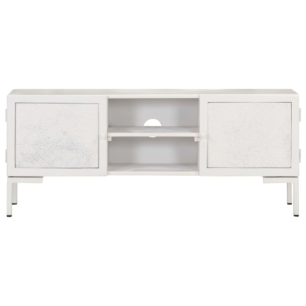 Tv-meubel 115x30x46 cm massief mangohout wit MeubelReus