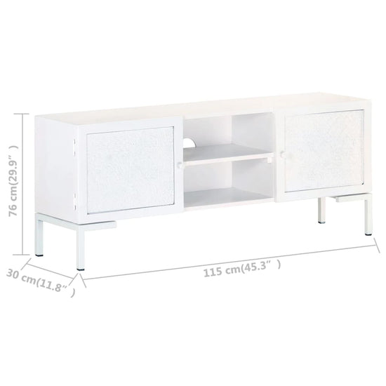 Tv-meubel 115x30x46 cm massief mangohout wit MeubelReus