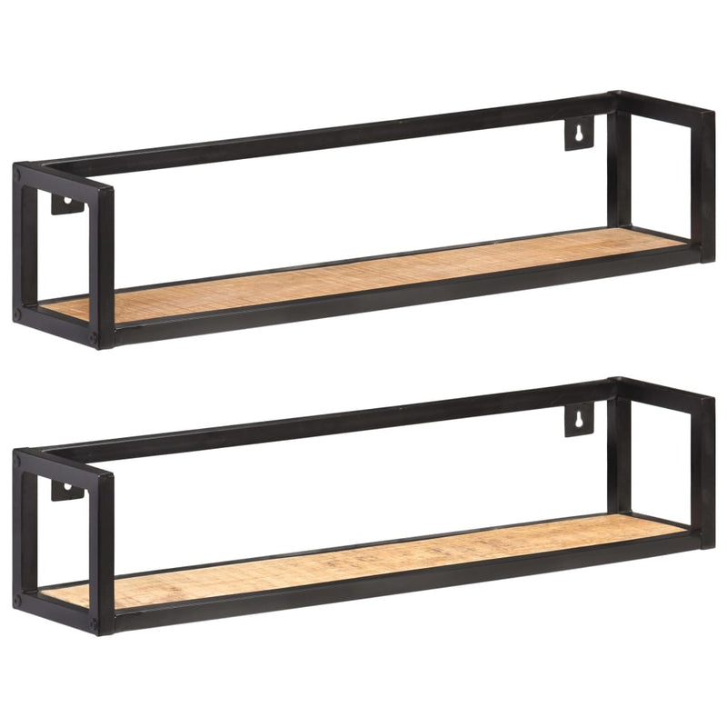 Wandschappen 2 st 80 cm ruw mangohout MeubelReus