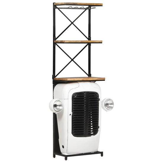 Wijnkast tractor 49x31x172 cm ruw mangohout wit MeubelReus