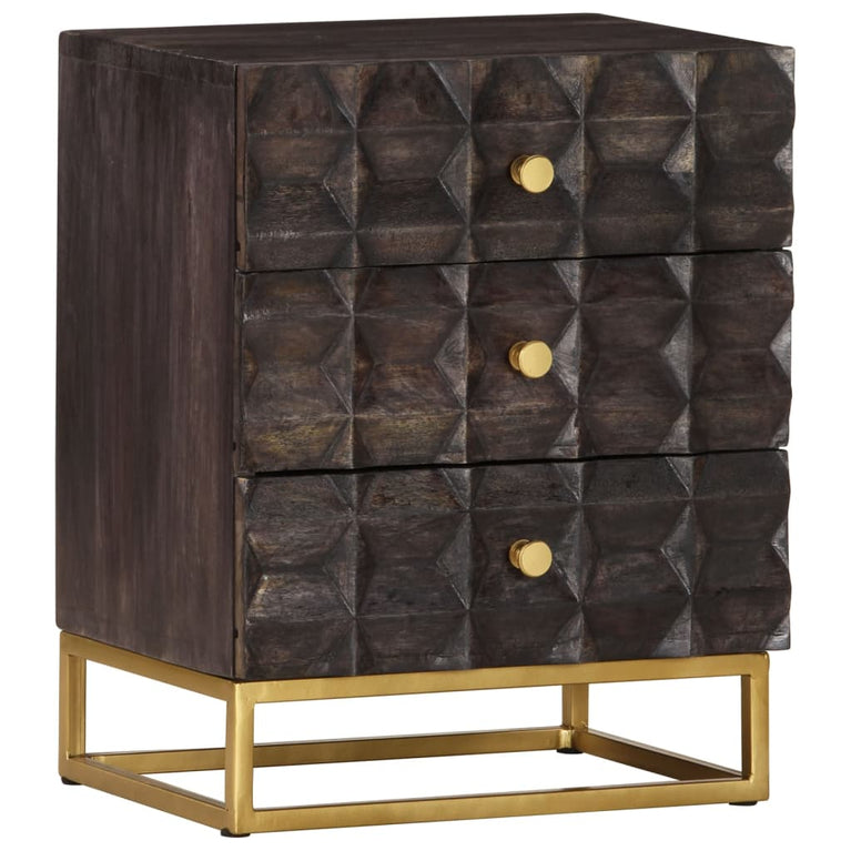 Nachtkastje 40x30x50 cm massief mangohout zwart MeubelReus
