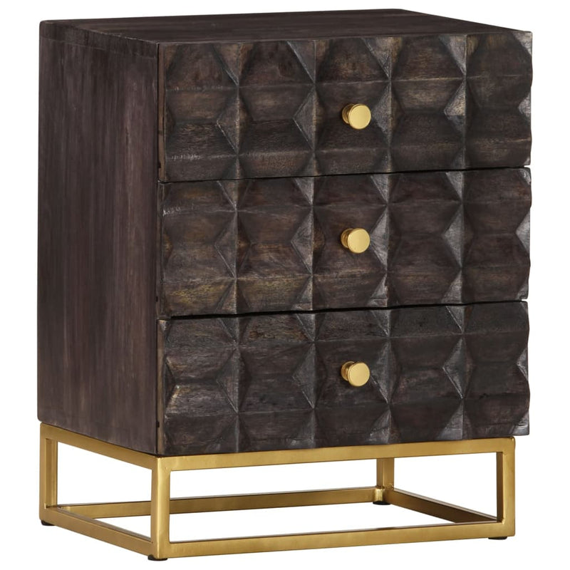 Nachtkastje 40x30x50 cm massief mangohout zwart MeubelReus