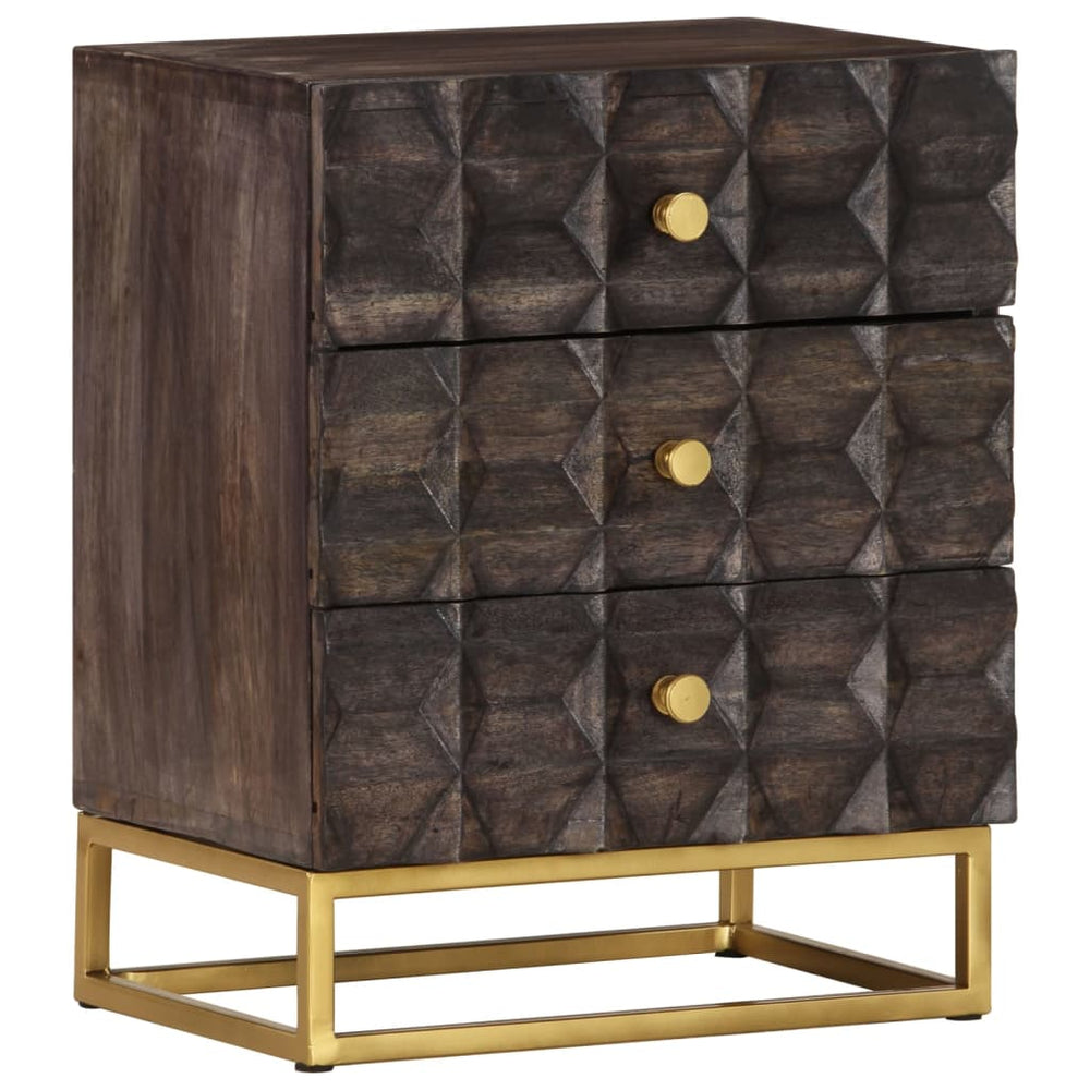 Nachtkastje 40x30x50 cm massief mangohout zwart MeubelReus
