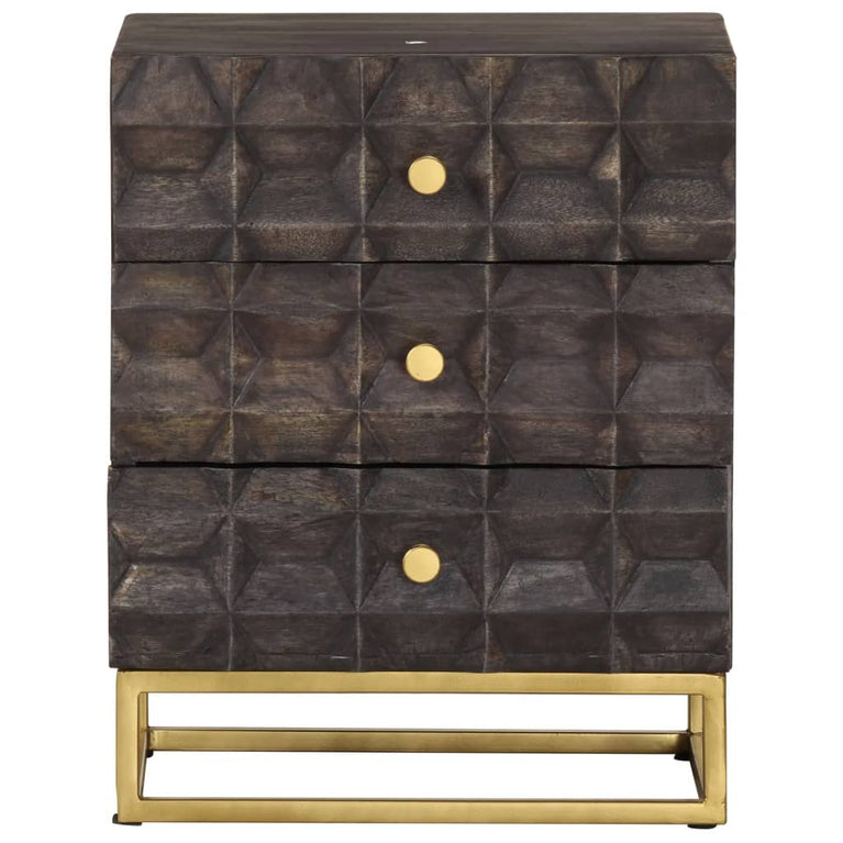 Nachtkastje 40x30x50 cm massief mangohout zwart MeubelReus