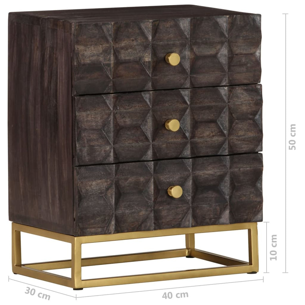 Nachtkastje 40x30x50 cm massief mangohout zwart MeubelReus