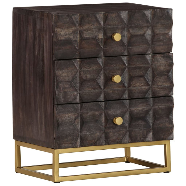 Nachtkastje 40x30x50 cm massief mangohout zwart MeubelReus