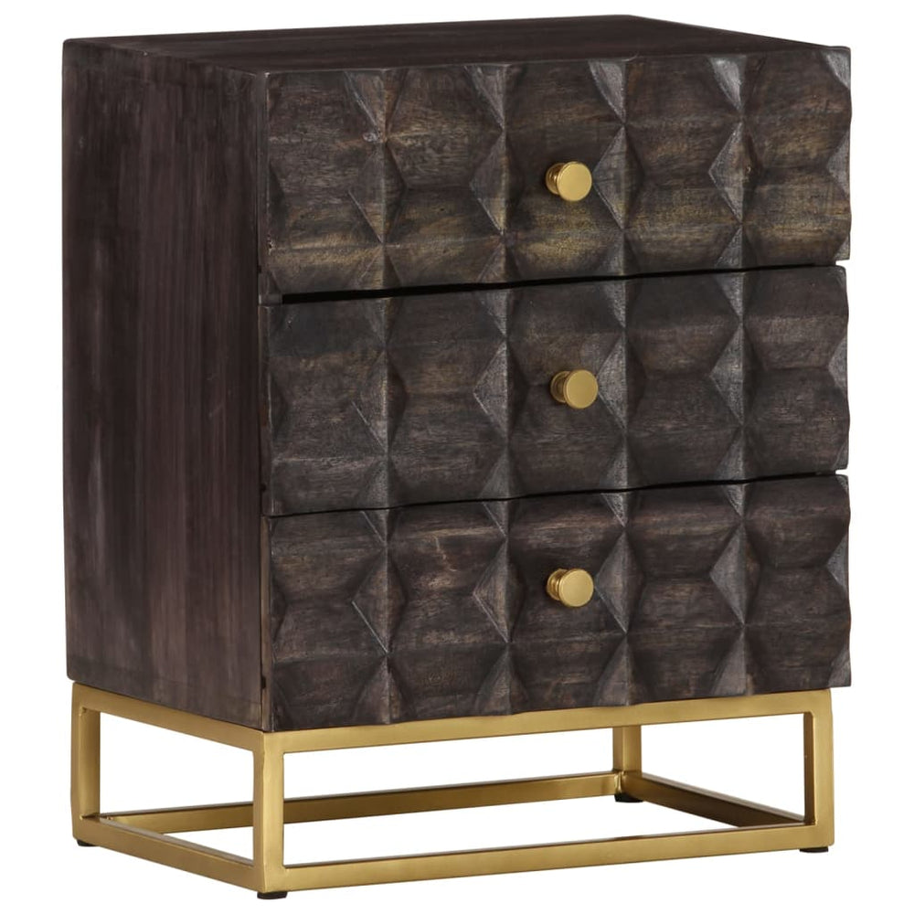 Nachtkastje 40x30x50 cm massief mangohout zwart MeubelReus