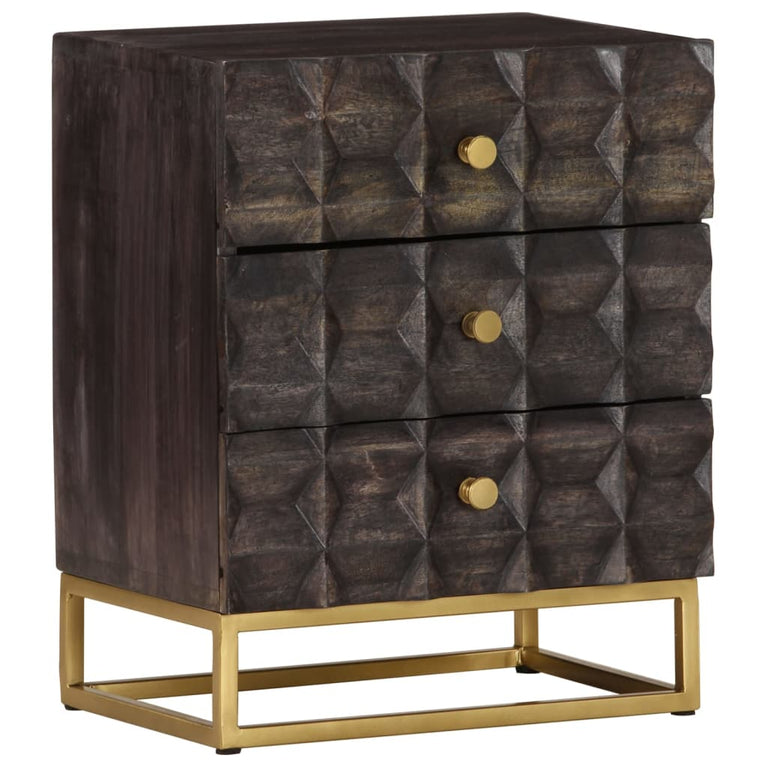 Nachtkastje 40x30x50 cm massief mangohout zwart MeubelReus