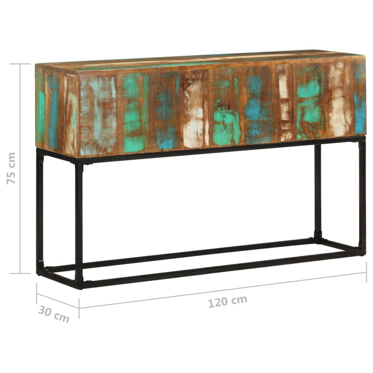 Wandtafel 120x30x75 cm massief gerecycled hout MeubelReus