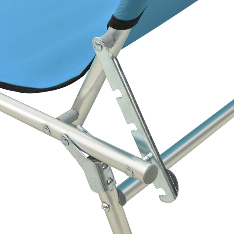 Ligbed met luifel inklapbaar staal turquoise en blauw