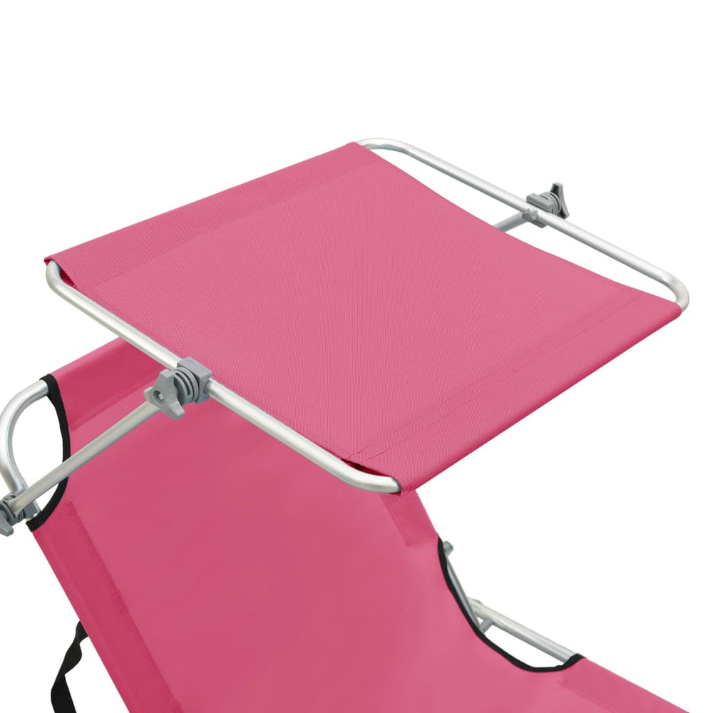 Ligbed met luifel inklapbaar staal magenta MeubelReus