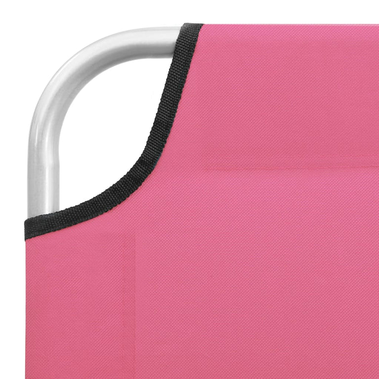 Ligbed inklapbaar staal en stof roze