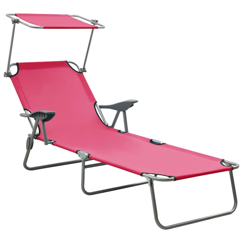 Ligbed met luifel staal roze MeubelReus