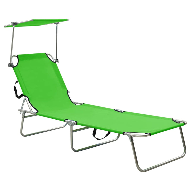 Ligbed inklapbaar met luifel aluminium groen MeubelReus