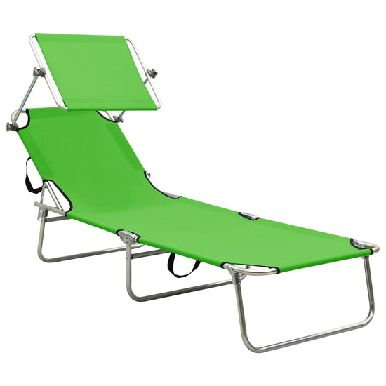 Ligbed inklapbaar met luifel aluminium groen MeubelReus