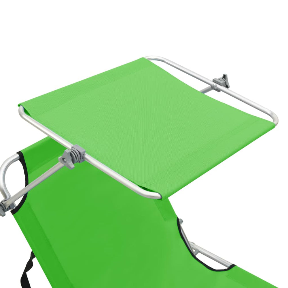 Ligbed inklapbaar met luifel aluminium groen MeubelReus