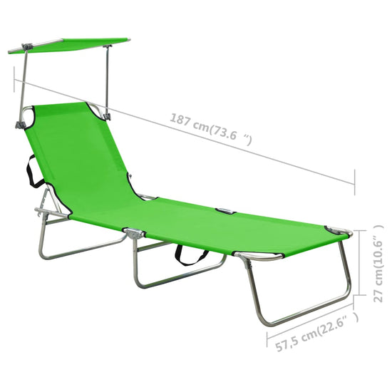 Ligbed inklapbaar met luifel aluminium groen MeubelReus