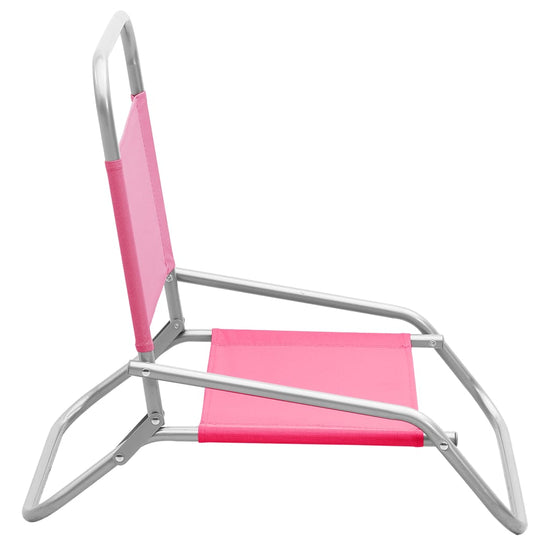 Strandstoelen 2 st inklapbaar stof roze MeubelReus