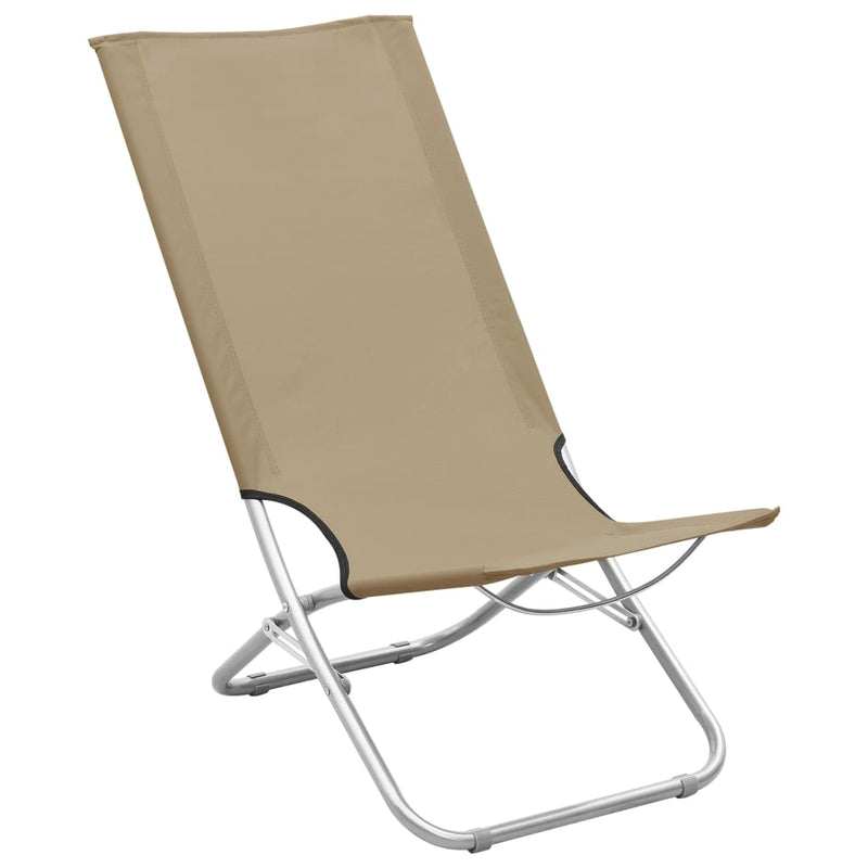 Strandstoelen 2 st inklapbaar stof taupe