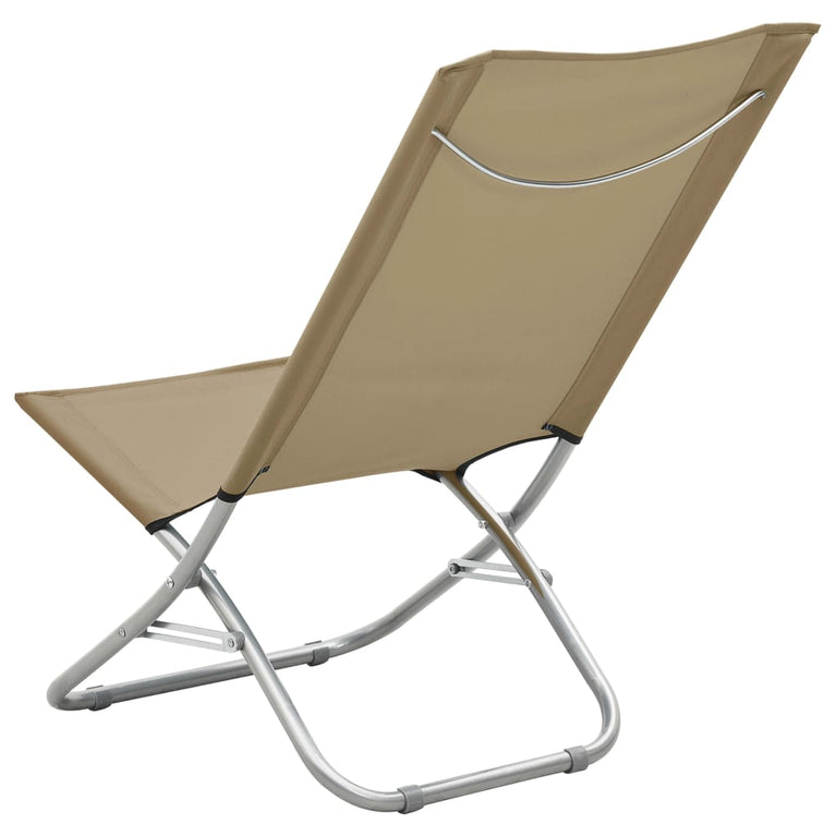 Strandstoelen 2 st inklapbaar stof taupe