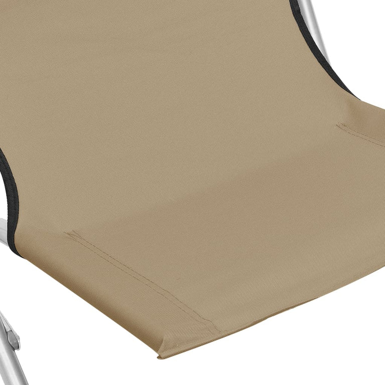 Strandstoelen 2 st inklapbaar stof taupe